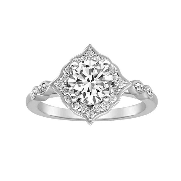 Ladies cz ring solitaire accents silver stainless steel 1 carat elegant new 144